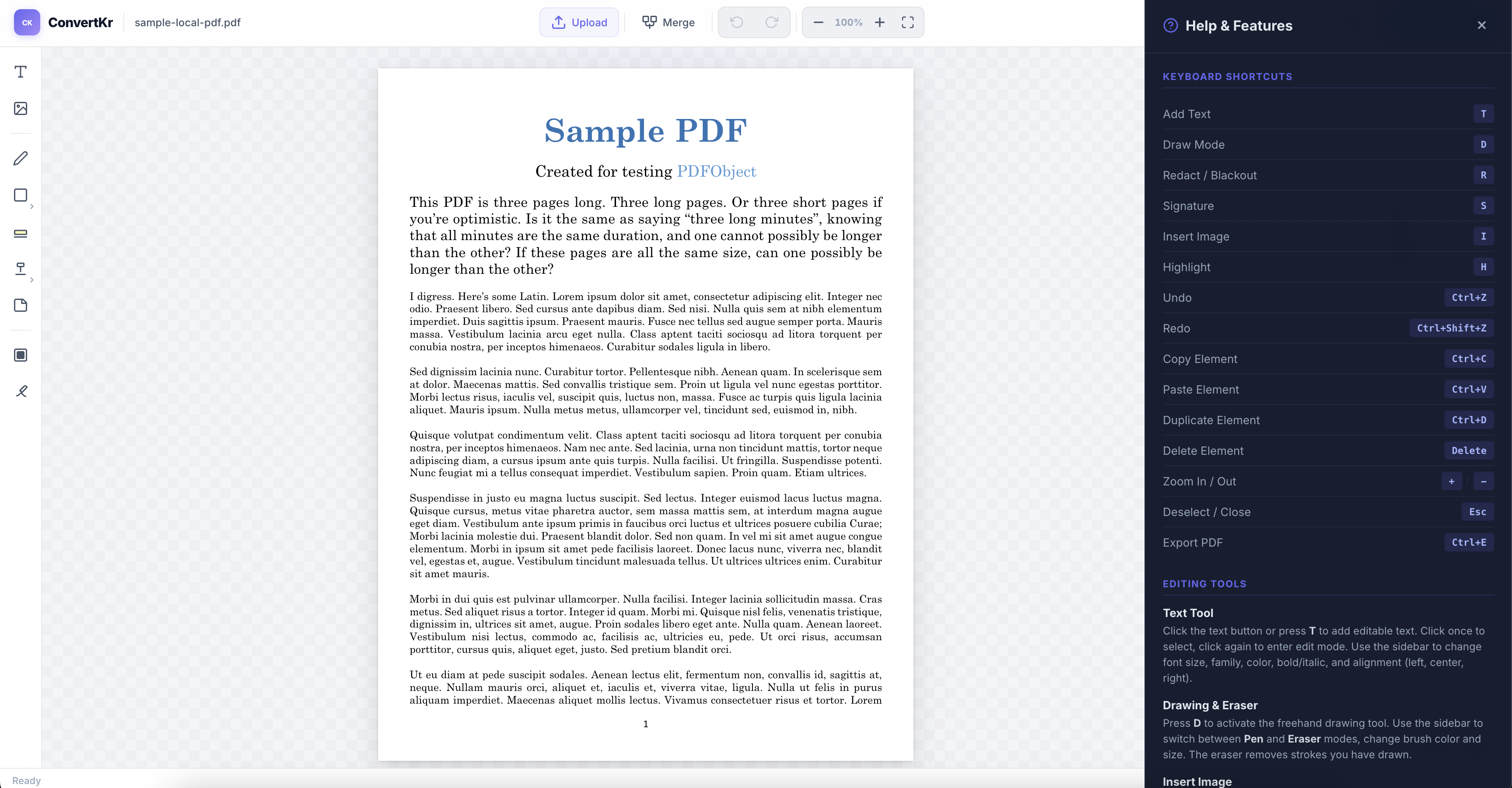 ConvertKr PDF Editor — edit, highlight, stamp, sign, and annotate PDF files online for free