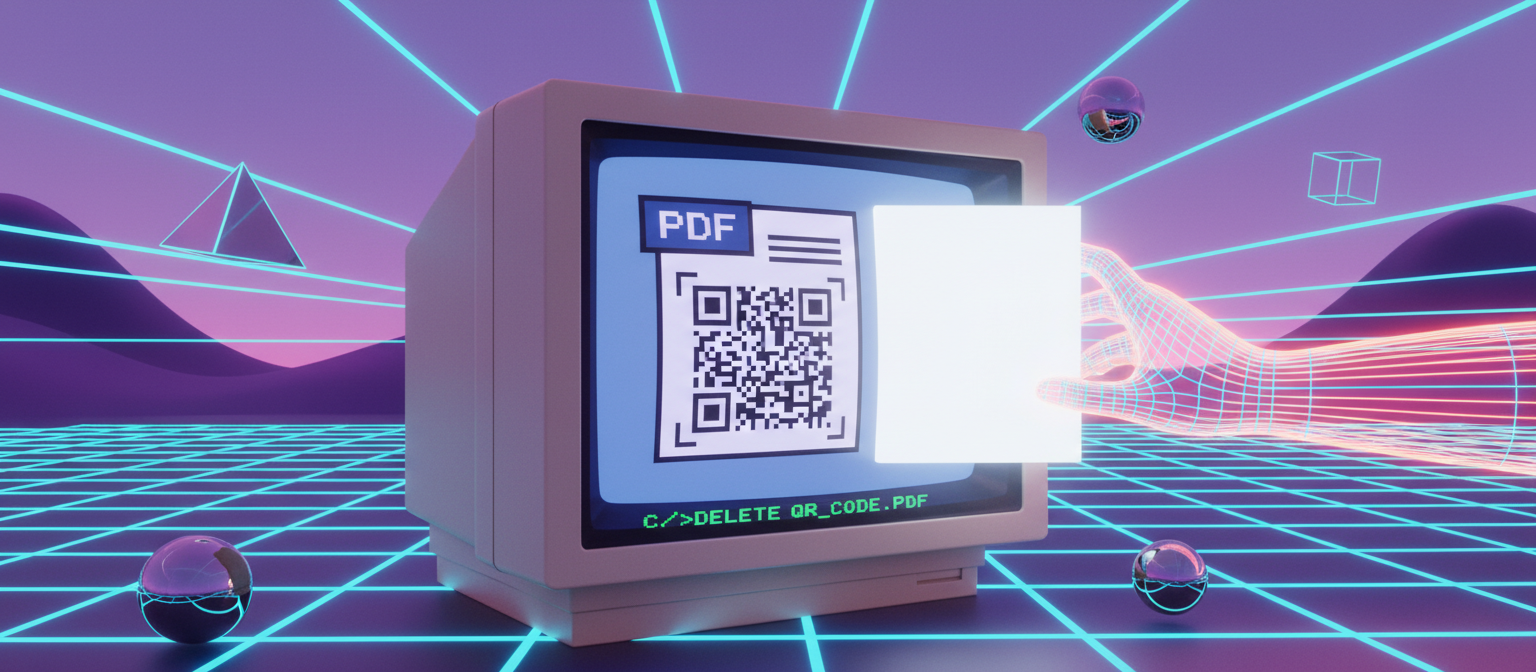 Removing a QR code from a PDF document using an online tool — before and after view of a cleaned brochure.