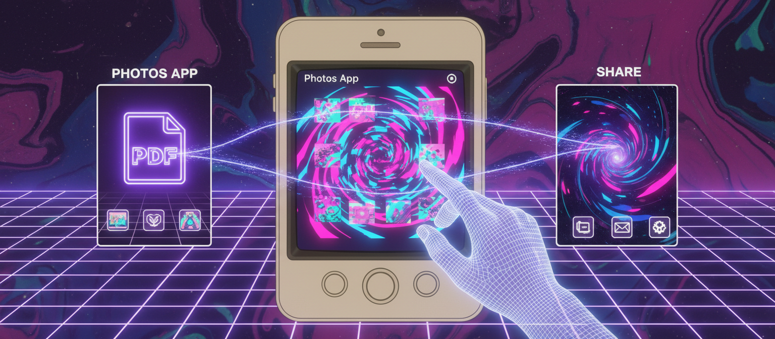 Converting a photo to PDF on a smartphone using a free online tool — iPhone and Android.