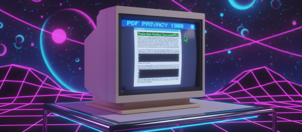 Blacking out sensitive personal information in a PDF document using a free online redaction tool.