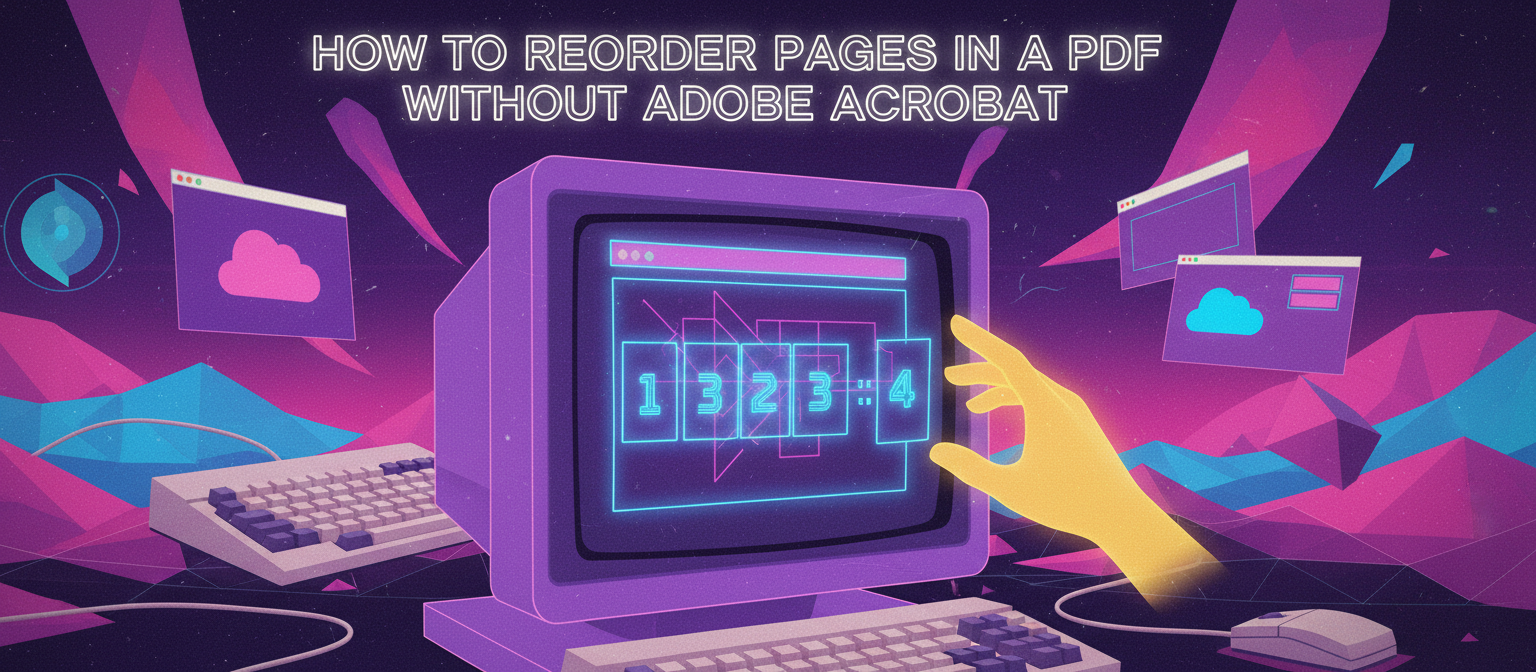 Dragging and dropping PDF page thumbnails to rearrange their order using a free online tool.