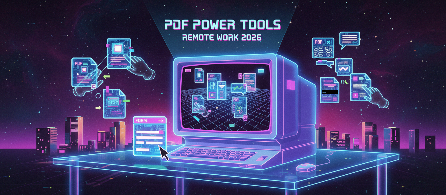 Remote worker using browser-based PDF tools to sign contracts and merge documents from home
