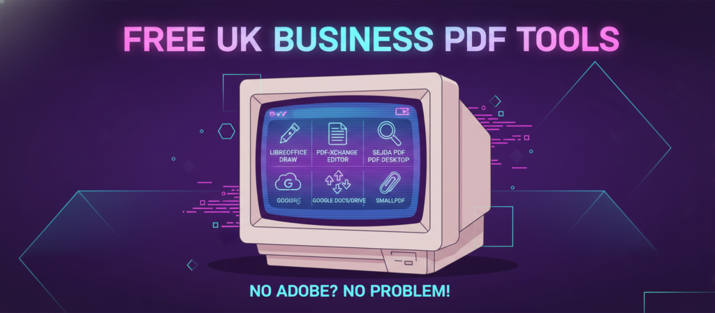 Comparison of free PDF tools as Adobe Acrobat alternatives for UK small businesses showing cost and features