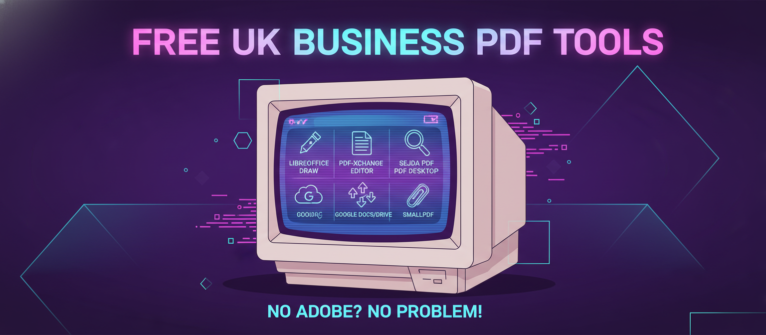 Comparison of free PDF tools as Adobe Acrobat alternatives for UK small businesses showing cost and features