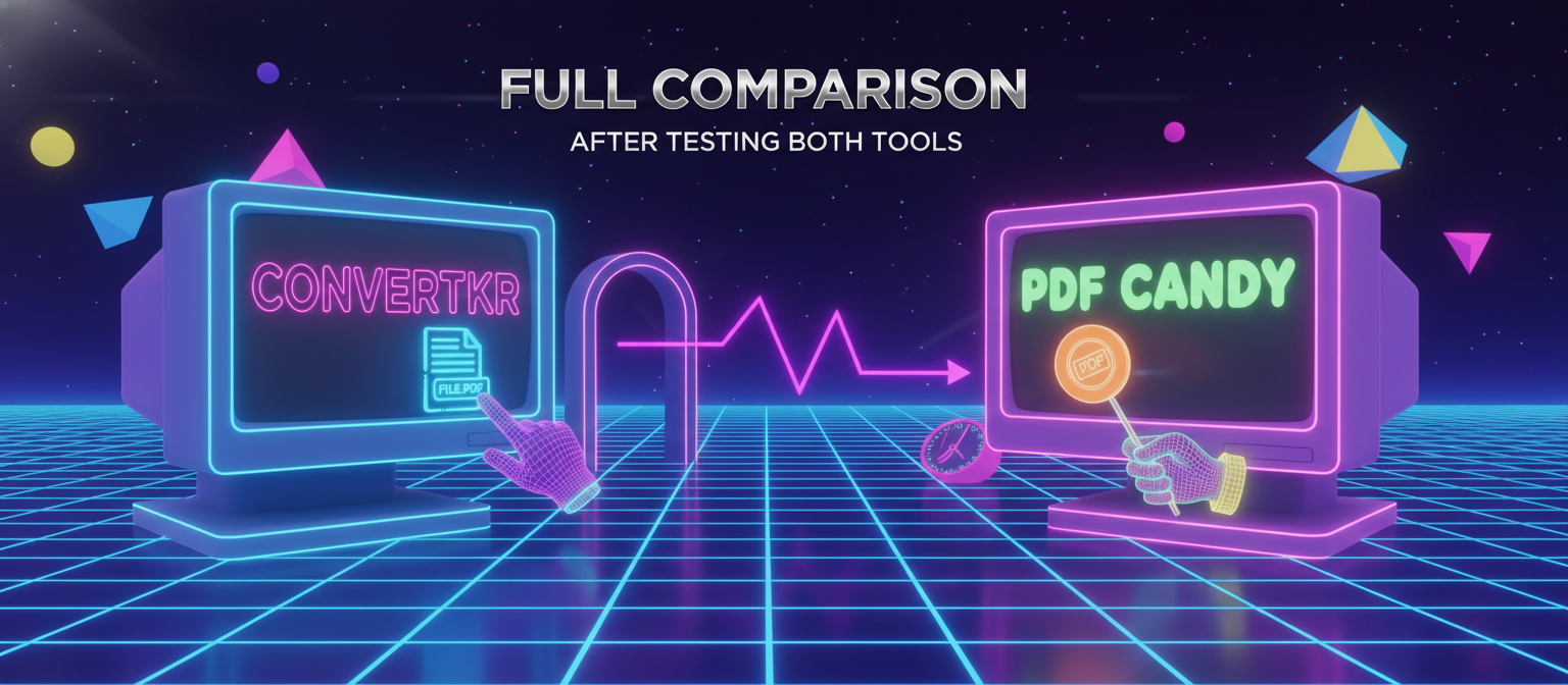 ConvertKr vs PDFCandy side-by-side comparison showing free tier limits and features